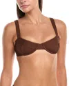 Haight Gaia Ribbed Adjustable Bikini Top In White