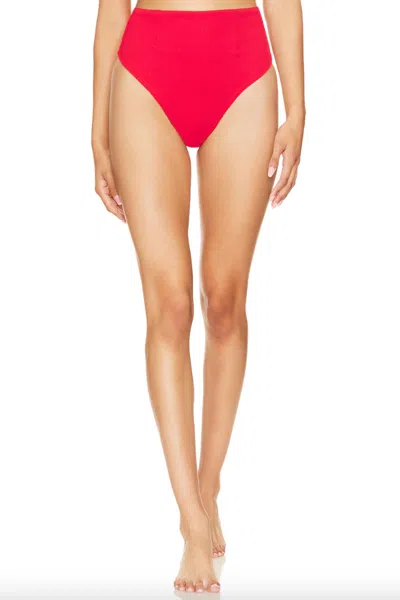 Haight High Leg Hotpants Bikini Bottom In Red Shift
