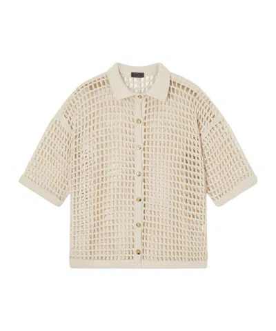 Haight Sheila Open-knit Cotton-blend Blouse In Neutral