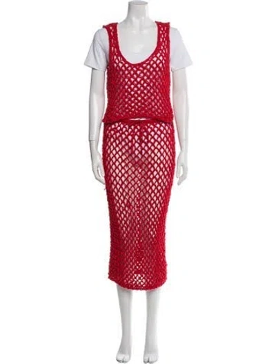 Pre-owned Haight Lace Pattern Skirt Set In Red