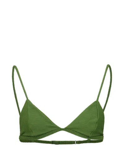 Haight Lari Ribbed-knit Triangle Bikini Top In Green