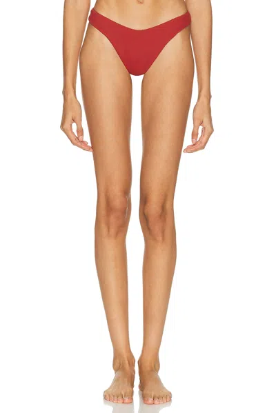 Haight Leila Ribbed Bikini Bottom In Burgundy