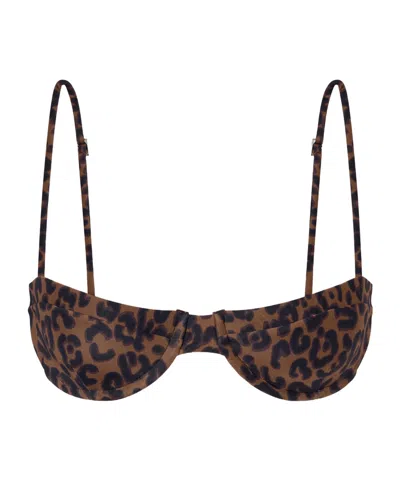 Haight Barbara Leopard-print Bikini Top In Brown