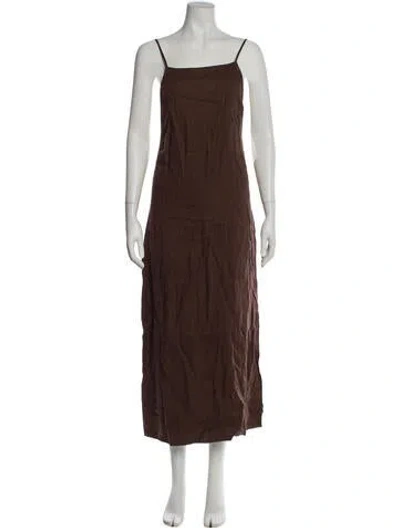 Pre-owned Haight Linen Long Dress In Brown