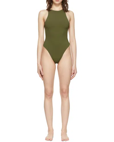 Haight Logo Hollowed Out One-piece Swimsuit In Brown