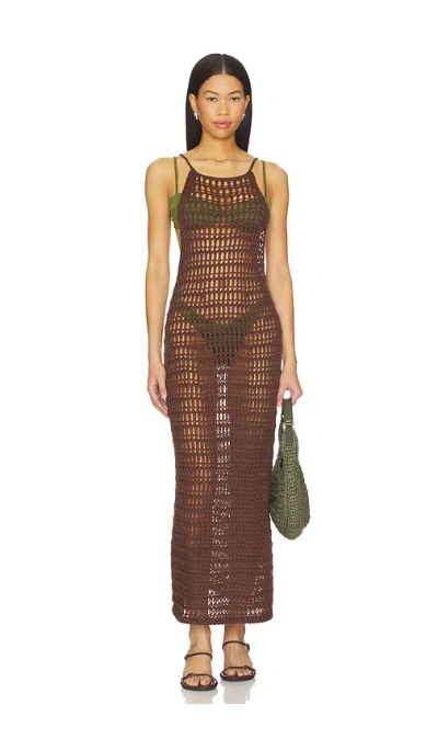 Haight Long Pipa Knit Dress In Brown