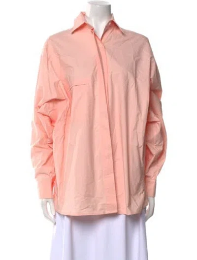 Pre-owned Haight Long Sleeve Button-up Top In Pink