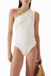 Haight Maria Crepe One Shoulder One Piece Swimsuit In Off-white In White