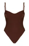 Haight Monica Ribbed One-piece Swimsuit In Brown