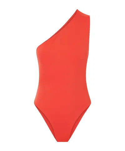 Haight Luisa One-shoulder Asymmetric Swimsuit In Red