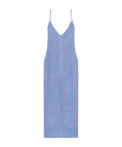 Haight Luna Open-knit Midi Dress In Blue