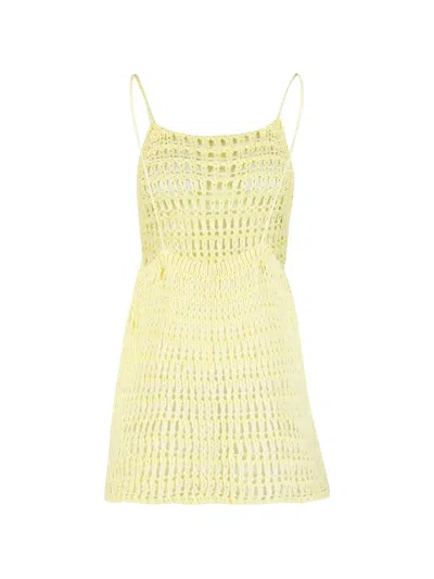 Haight Pipa Open-knit A-line Mini Dress In Yellow