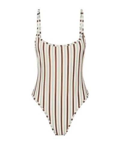 Haight Pipping Thidu Striped Swimsuit In Brown