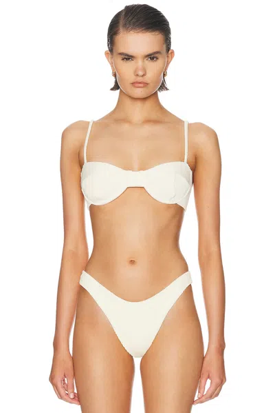 Haight Ribbed Adjustable Vintage Bikini Top In White