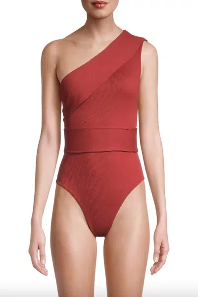 Haight Ribbed Maria Swimsuit In Bordeaux In Blue