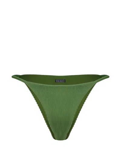 Haight Ribbed-knit Bikini Bottoms In Green