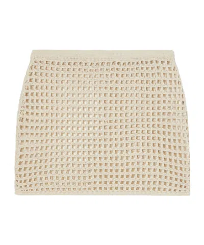 Haight Sheila Open-knit Cotton-blend Mini Skirt In Neutral
