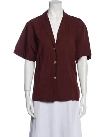 Pre-owned Haight Short Sleeve Button-up Top In Brown