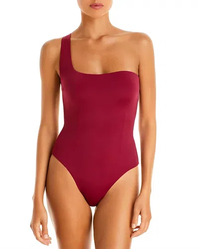 Haight Sofia Asymmetric One Piece Swimsuit In Burgundy In Pink