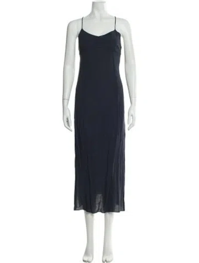 Pre-owned Haight Square Neckline Long Dress In Blue