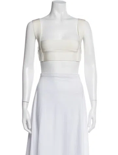 Pre-owned Haight Square Neckline Sleeveless Crop Top In White