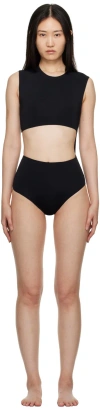Haight Ssense Exclsuive Black Diagonal One-piece Swimsuit In Black