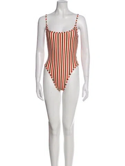Pre-owned Haight Striped One-piece W/ Tags In Red