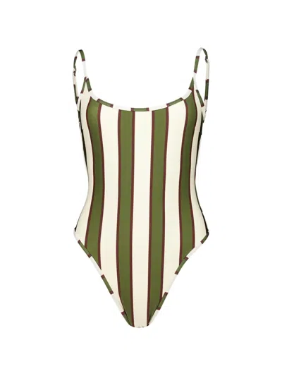 Haight Thidu Piping Striped Scoop-neck Swimsuit In Multi