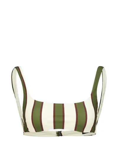 Haight Thidu Striped Straight-neck Bikini Top In Green
