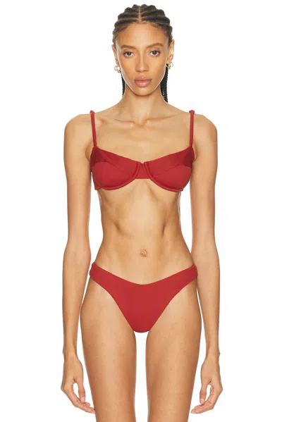 Haight Vintage Ribbed Bikini Top In Burgundy