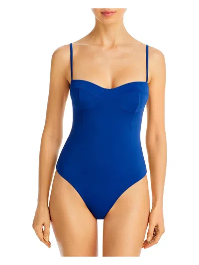 Haight Vintage Womens Solid One-piece Swimsuit In Blue