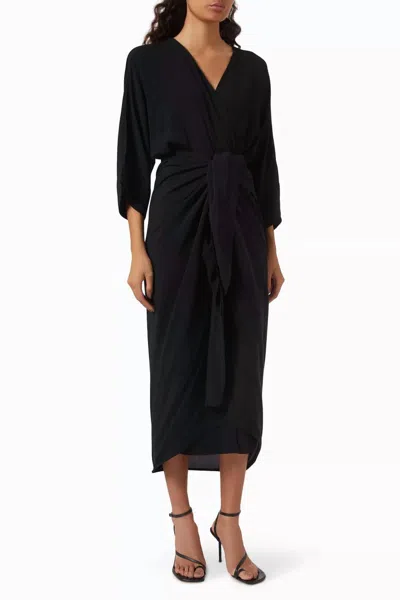Haight Viscose V-neck Knot Dress In Black