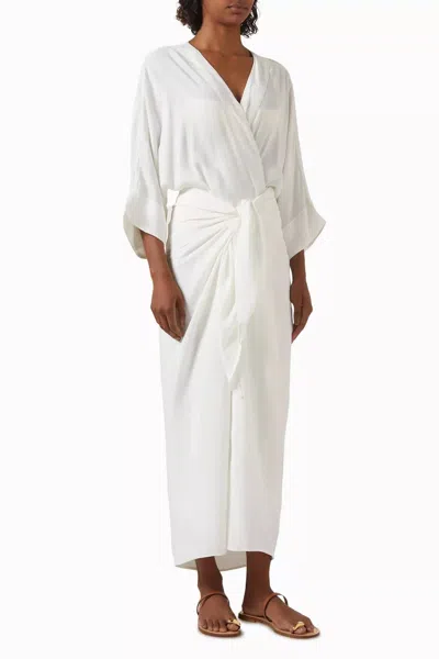 Haight Viscose V-neck Knot Dress In Off-white