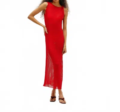 Haight Viscose Yarn Twisted Knit Sleeveless Shift Dress In Red