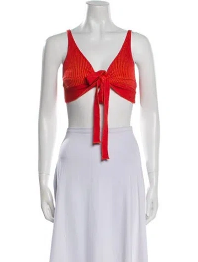 Pre-owned Haight V-neck Sleeveless Crop Top In Orange