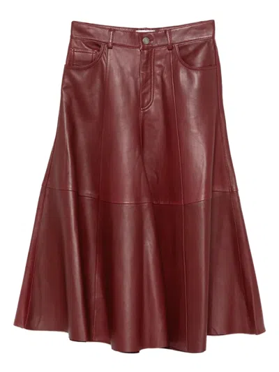 Haikure A-line Leather Skirt In Red