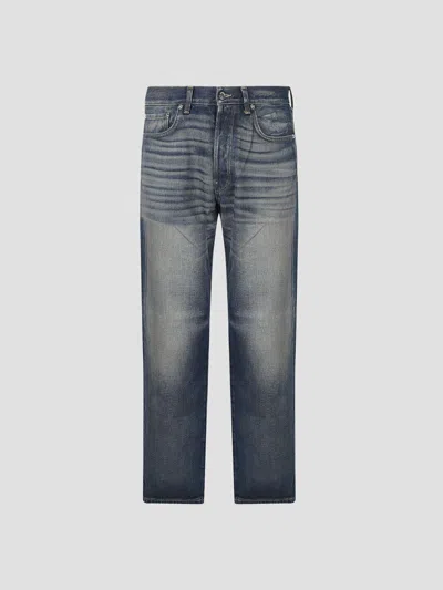 Haikure Achilles Double-breasted 100% Cotton Denim Jacket In Mid Blue