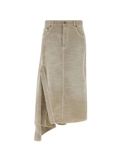 Haikure Ann Bull 44 Skirt Asymmetric Hem Pockets Belt In Gray