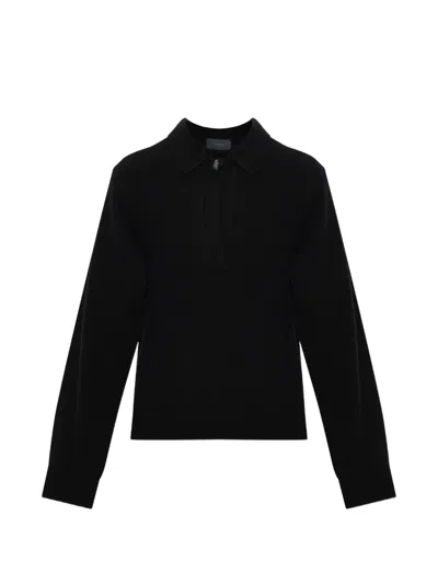Haikure Collared Long-sleeved Knit Sweater In Black