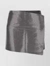 Haikure Asymmetric Metallic Skirt Contrast Patch In Gray