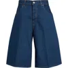 Haikure Becky Wide Leg Denim Shorts In Blue Sapphire
