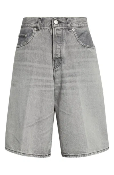 Haikure Becky Wide Leg Denim Shorts In Fog Grey
