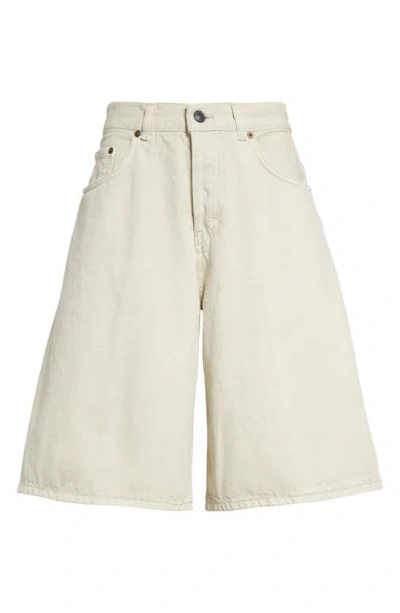 Haikure Becky Wide Leg Denim Shorts In Optical White