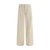 Haikure Beige Cotton Casual Pants In White