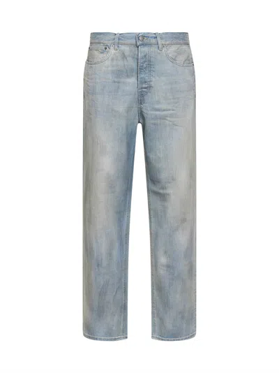 Haikure Beige Dirty-effect Denim Logan Straight Jeans In Blue