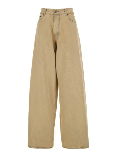 Haikure Beige Five-pocket Jeans With Patch Logo On The Back In Cotton Woman