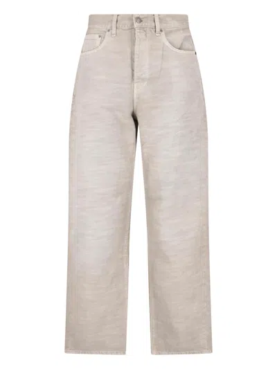 Haikure Beige Wide-leg Cotton Denim Straight Jeans In Neutral