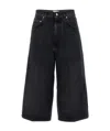 Haikure Wide Leg Denim Bermuda With Belt Loops In Black