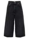 Haikure Wide Leg Denim Bermuda With Belt Loops In Black