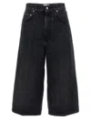 Haikure Wide Leg Denim Bermuda With Belt Loops In Black